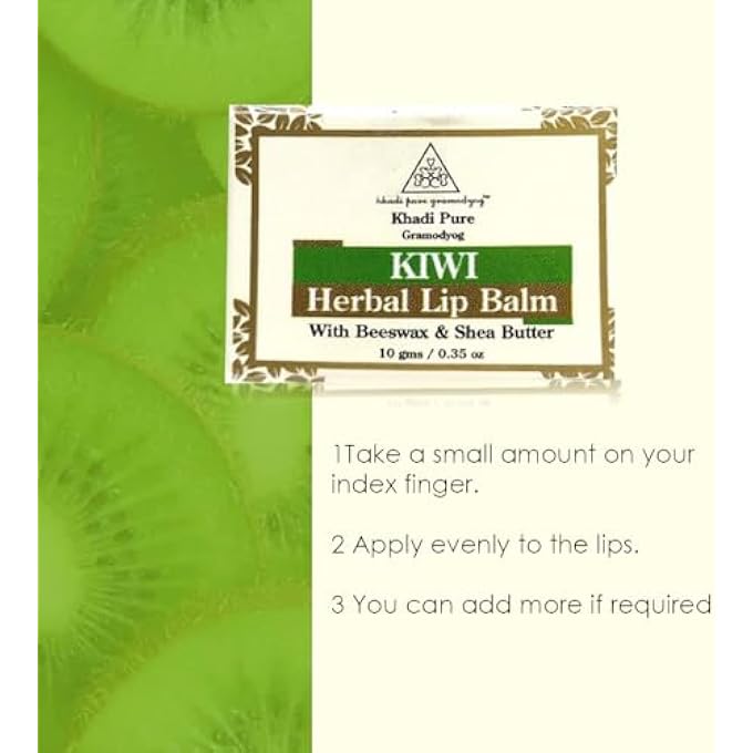 Khadi PURE GRAMODYOG HERBAL KIWI LIP BALM - 10G | NOURISHING & MOISTURIZING LIP CARE | REFRESHING KIWI FLAVOR | CHEMICAL-FREE LIP CARE FOR SOFT, SMOOTH LIPS - Image 2